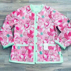 APPLESEED'S Floral Reversible Quilted Kimono Jacket